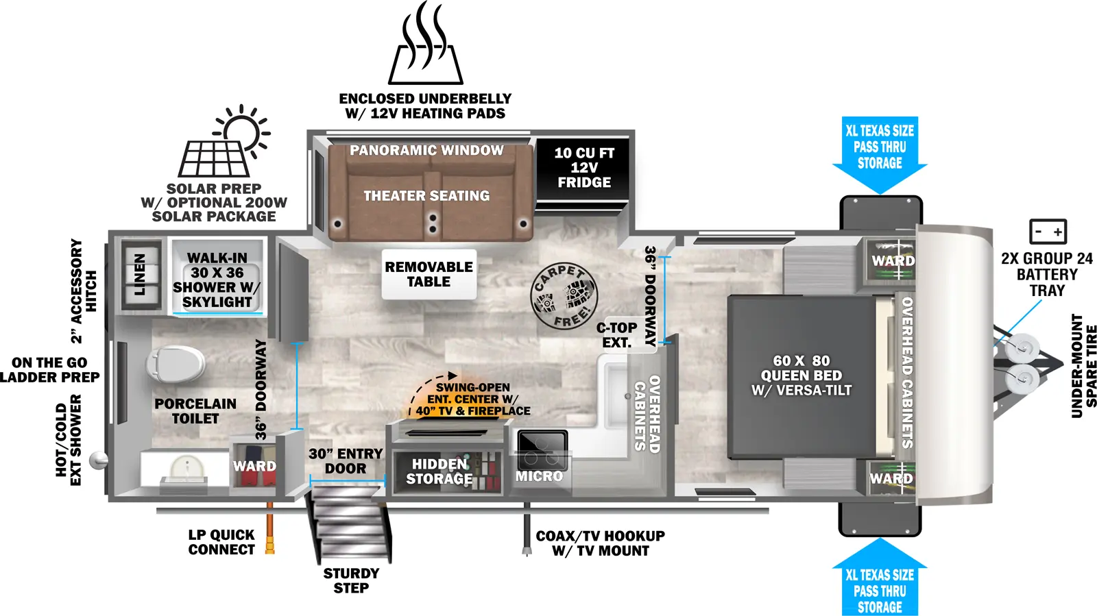 Hemisphere Travel Trailers 22RBHL Floorplan